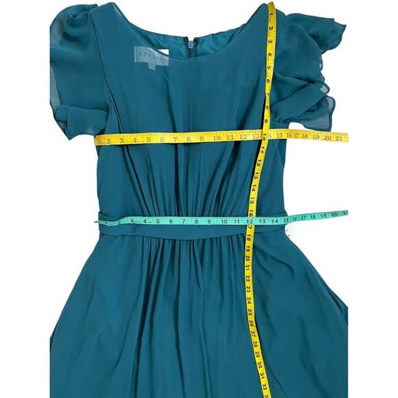 Azazie Daphne Bridesmaid Dress Peacock Teal Maxi Gown NWT Size A12 - Picture 15 of 16
